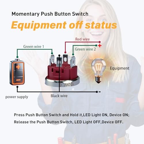 15Amp momentary Push Button Switch,(0.866") 12V-24V Push Button 22mm Blue - Picture 5 of 7