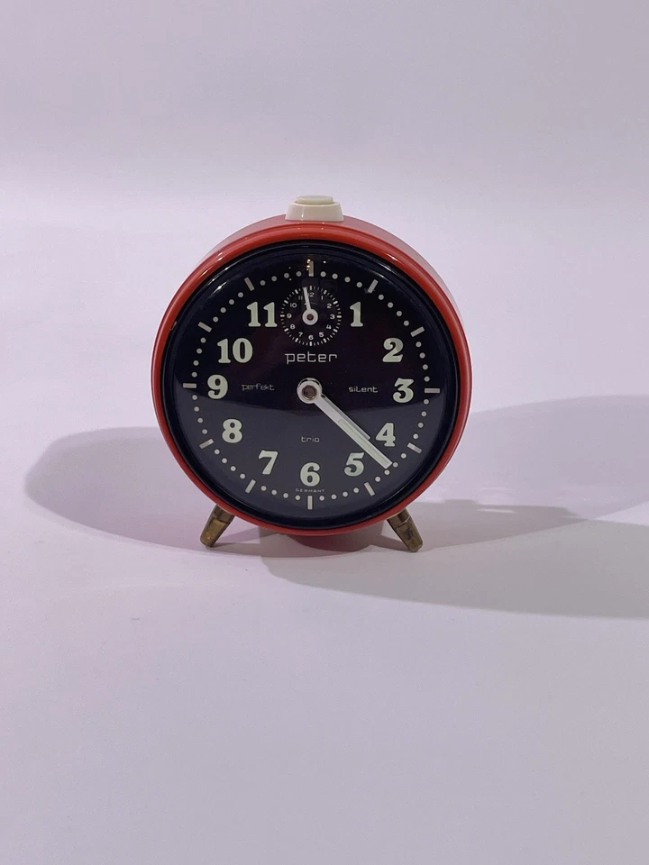 Peter Perfekt Silent Trio Wecker Rot Mechanisch Vintage Retro Uhr Vitage Rarität - Bild 2 von 4