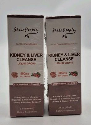 #ad x2 60ml Kidney Liver Cleanse amp; Detox Drops Green People Strawberry Exp 4 2027 $11.99