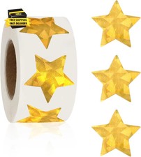 Star Stickers, 500 PCS Holographic Gold Star Stickers, 1 Inch Self Adhesive Meta