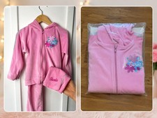 Y2K Barbie Velour Tracksuit Girls 4T Pink Hoodie Pants Set NOS 2003 Jogging Suit