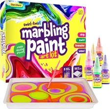 Creative Marbling Paint Art Kit for Kids Ages 6-12 Fun Water Painting Craft Gift