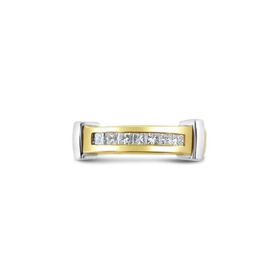 Zweifarbiger Diamant-Ehering im Prinzessschliff