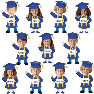 50 PCS Graduation Hat Gown Cutout Bulletin Board Decor Blue Gold Paper Craft