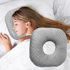 Ear Piercing Pillow for Side Sleepers with an Ear Hole Cotton O-Shaped