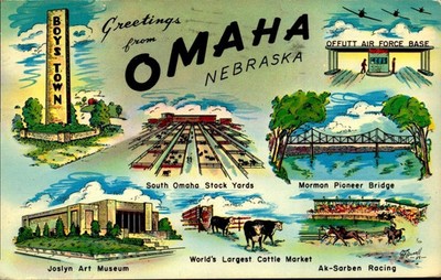 d100 Omaha, Nebraska Vintage Style Large Letter Greetings Postcard
