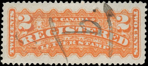 Canada Used VF 2c Scott #F1 orange 1875 Registration Stamp