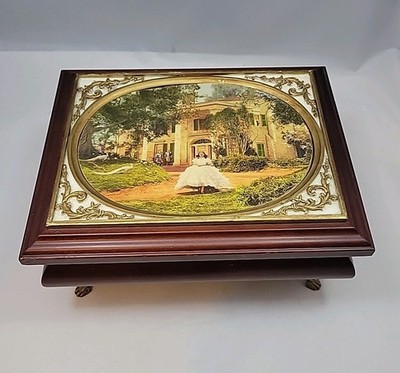 Vintage Gone with The Wind Musical Jewelry Box ''Tara's Theme'' Works See Video