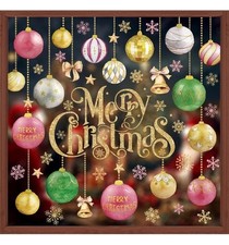 Christmas Window Cling Stickers Decals Xmas Balls Ornaments Double-side Reusable