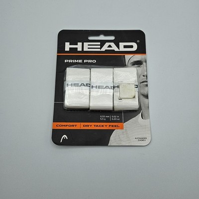 Head Prime White x 3 Griffbänder für Tennis Grips Griffigkeit Ausrüstung Bänder