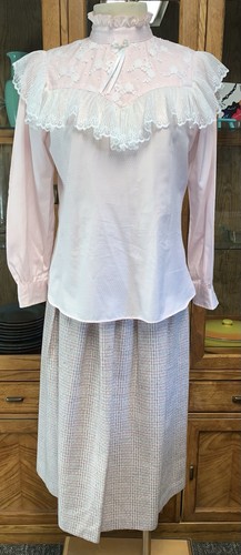A1 WORTHINGTON ESSENTIALS WOOL BLEND SWEET PINK PLAID LONG SKIRT SZ 8 PLEATED - Picture 17 of 17