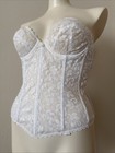 Carnival Long LineBra Open Back Strapless White Lace Boning Garter Loops 34C — photo 1