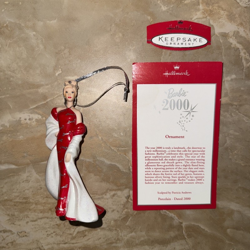 Hallmark Porcelain Barbie Ornament – Red Dress - KOC Exclusive 2000