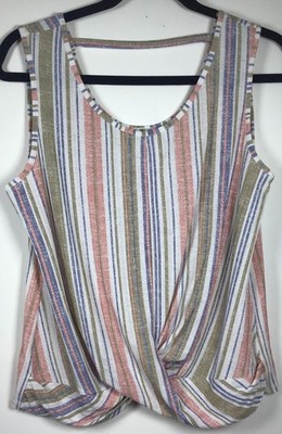 Late August Woman's Sleeveless Multicolor Striped Medium Blouse