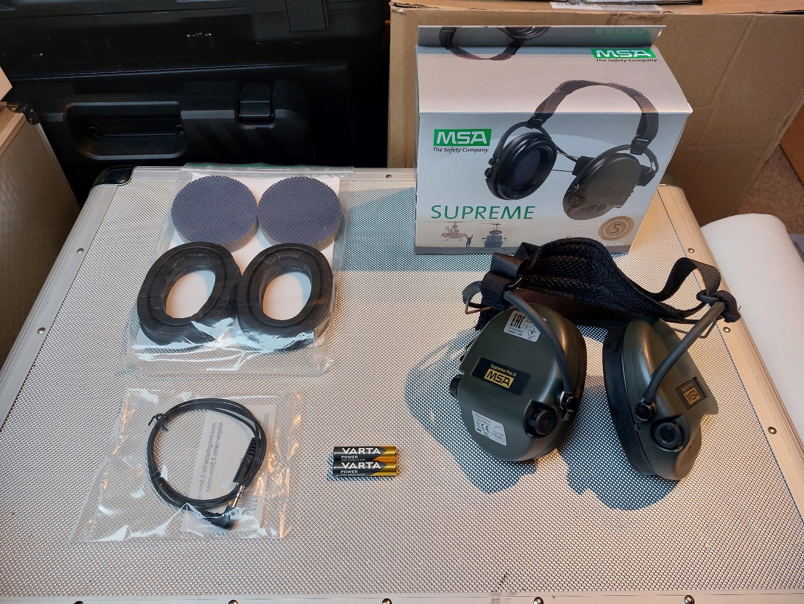 MSA Sordin Supreme Pro-X Nackenband olivgrün + MSA Hygiene Set mit Gelkissen NEU