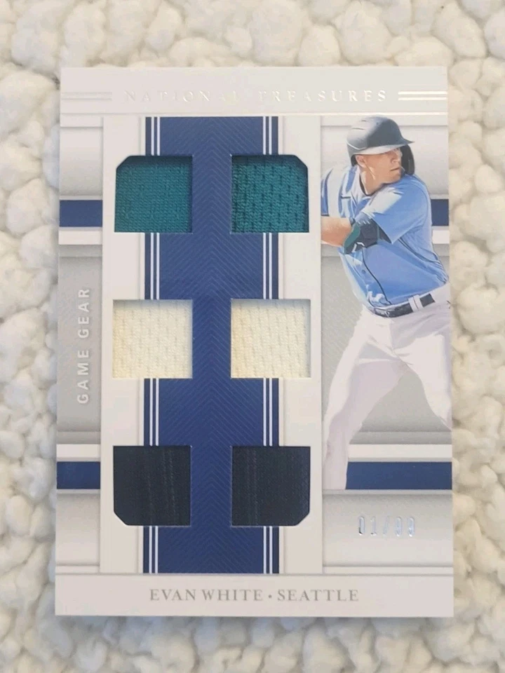 2020 Panini National Treasures Game Gear Materials Sixes /99 Evan White - Image 3 of 4