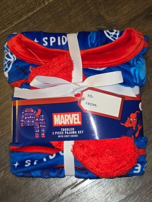 Marvel 2 Pc Holiday Pj Set Spiderman  Boys Christmas w/ Socks Size 2T NWT
