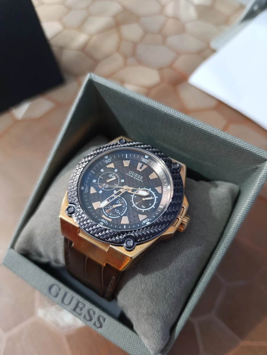 GUESS Orologio Uomo 42mm – Cinturino In Silicone Blu E Cassa Oro Rosa, Stile Classico E Sportivo - 2