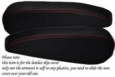 RED STITCH FITS CITROEN C3 02-10 2X FRONT SEATS ARMREST LEATHER COVER ONLY