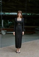 NWT ZARA METALLIC THREAD STRETCH KNIT DRESS Large