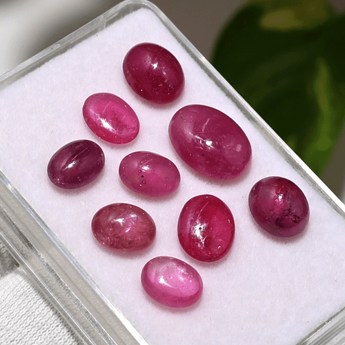 9 pezzi Mozambico rubino naturale alta qualità 8 mm-12 mm ovale cabochon pietre preziose sfuse - Foto 10 di 12