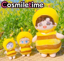 Hand-made Fit 10cm 20cm 40cm Plush Doll Bee Yellow Jumpsuit Clothes Dress Up