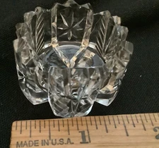 Round Clear Cut Crystal Open Salt Cellar Ribbed Star Pattern - 1 5/8" diameter
