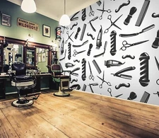 3D Black Tools K1877 Hair Cut Barber Shop Wallpaper Mural Self-adhesive Luna