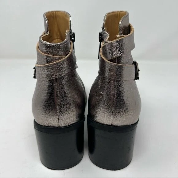 Botín Hush Puppies Talla 8.5 Hannah Correa Plateado Gunmetal Cuero Metálico Foto 4 de 4