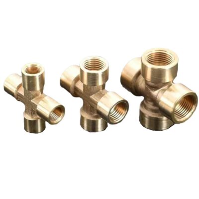 1/8''-3/4'' BSP Female Equal Cross 4 Ways Brass Round Pipe Fitting Adapters