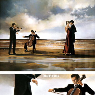 47W''x35H'' DANCE WITH ME by RON DI SCENZA - ROMANTIC VIOLIN CELLO COUPLE CANVAS