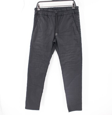 Bevy Flog Pants Womens 30 Drawstring shely High Rise Elastic Waist Cotton Black