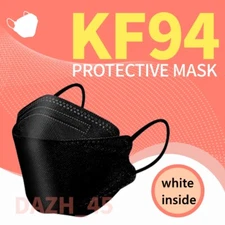 Black/White KF94 Face Mask [1-1000pcs] 4 Layers Respirators Protective Covers 