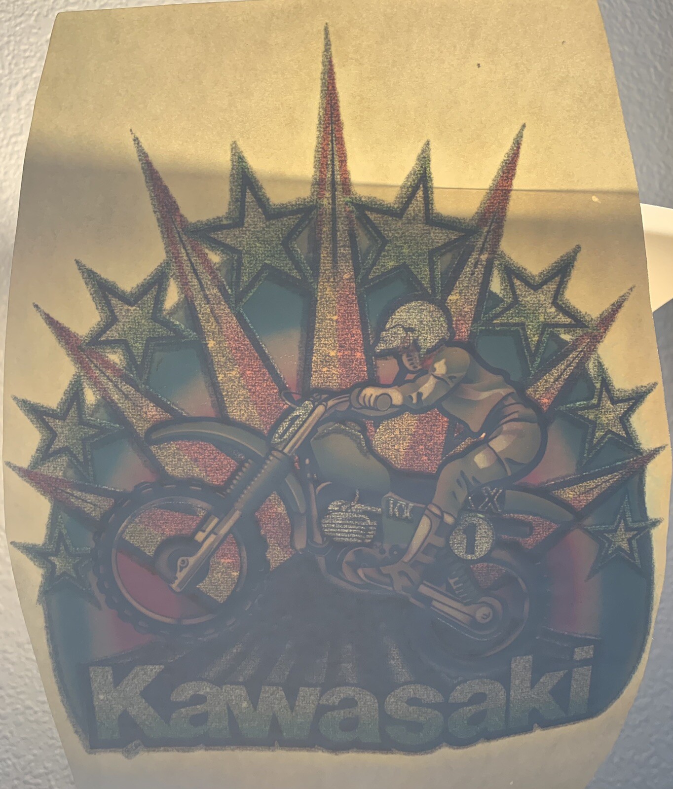 2 VINTAGE KAWASAKI MOTORCYCLE 1970's IRON ON TRANSFER… Gem