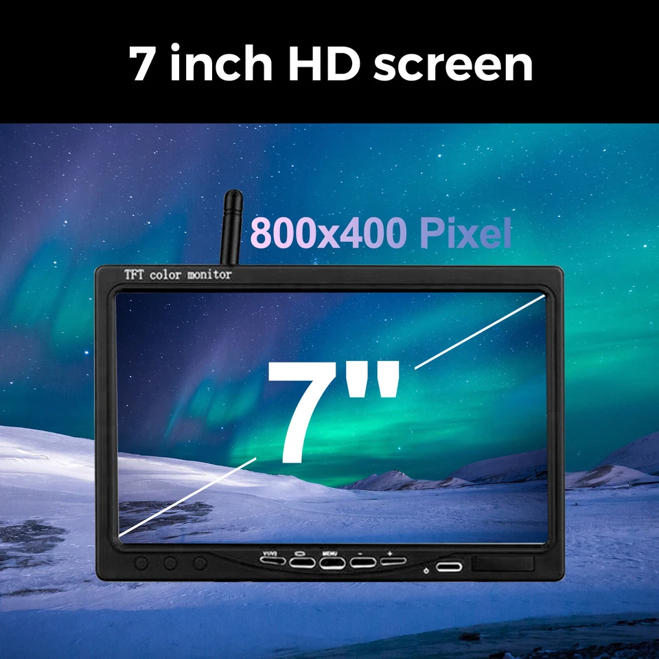 New Wireless Backup Rear View Camera System 7" Monitor Night Vision RV Truck Bus - Image 4 of 4