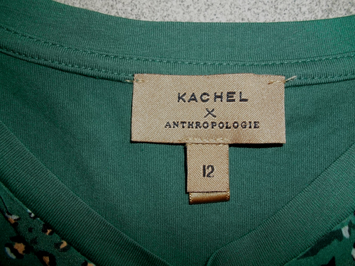 Kachel X Anthropologie Women's SS Top Viscose Silk Blend Floral Green Size 12 - Picture 4 of 6