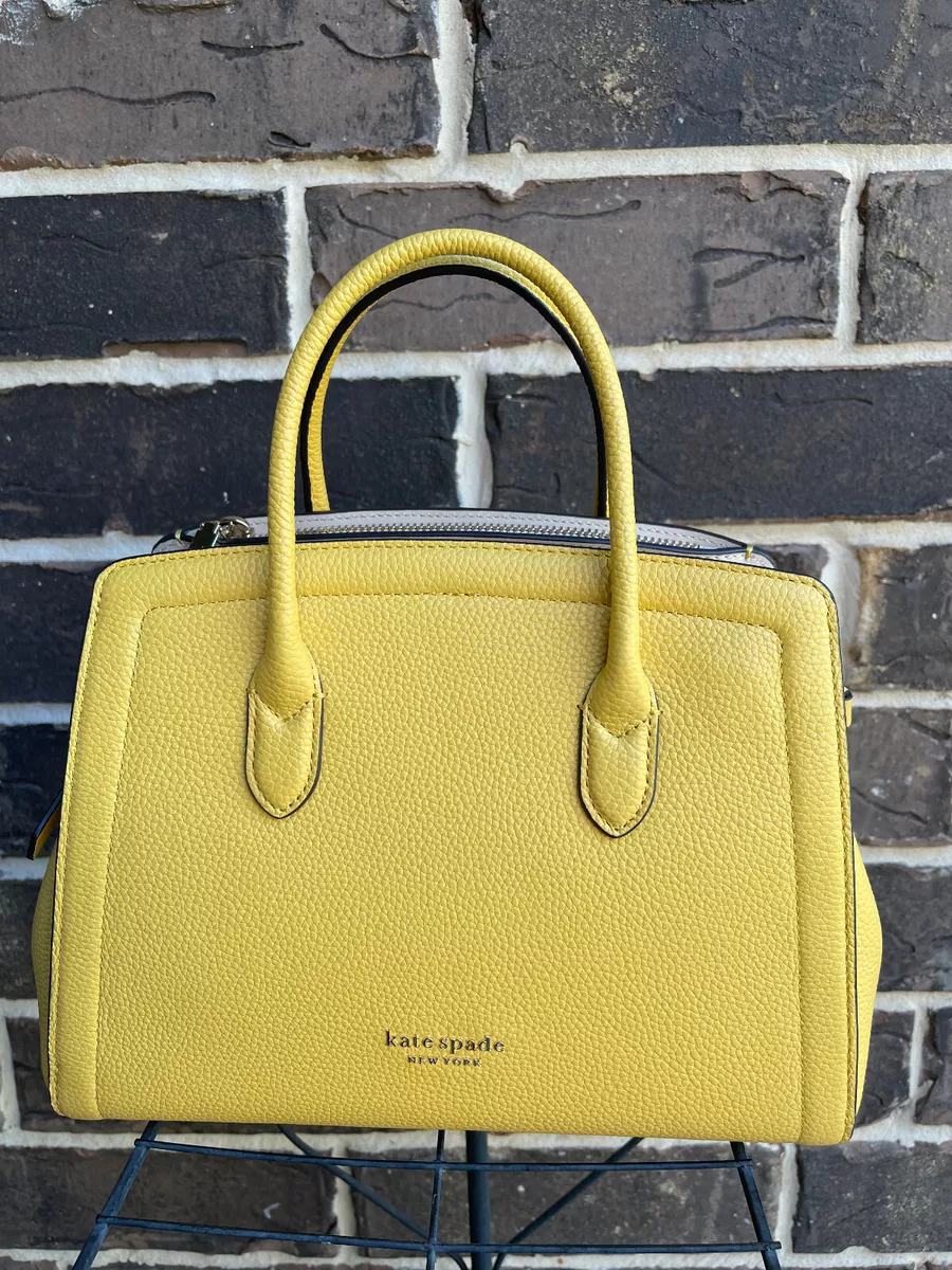 NWT $328 Kate Spade Knott Medium Pebble Leather Satchel Morning Yellow