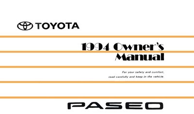 1994 Toyota Paseo Owner's Manual | eBay