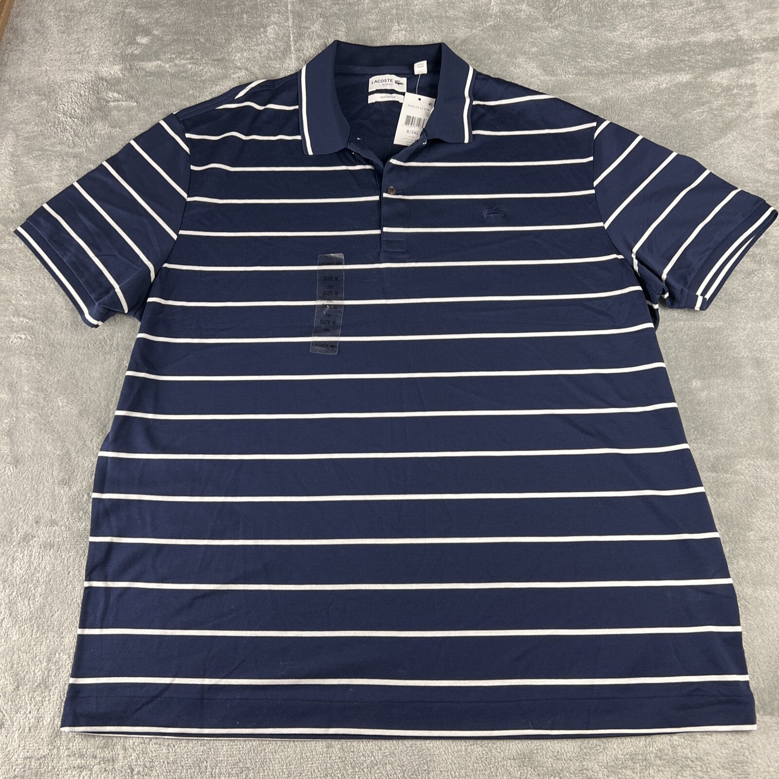 Polo Shirt uomo Lacoste 3X slim fit manica corta blu navy a righe