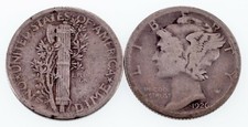 Lot de 2 Dimes Mercury (1924-S et 1926-S) en F - VF état, couleur naturelle