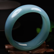 60mm Natural Lavender Blue Chalcedony Jade Bangle Bracelet Agate Bangle 05899