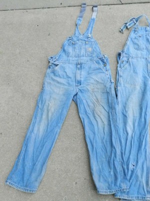 3 Carhartt Denim Overalls Mens Size 