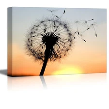 Canvas Prints Wall Art - Dandelion in the Warm Sunset | Wall Decor- 12" x 18"