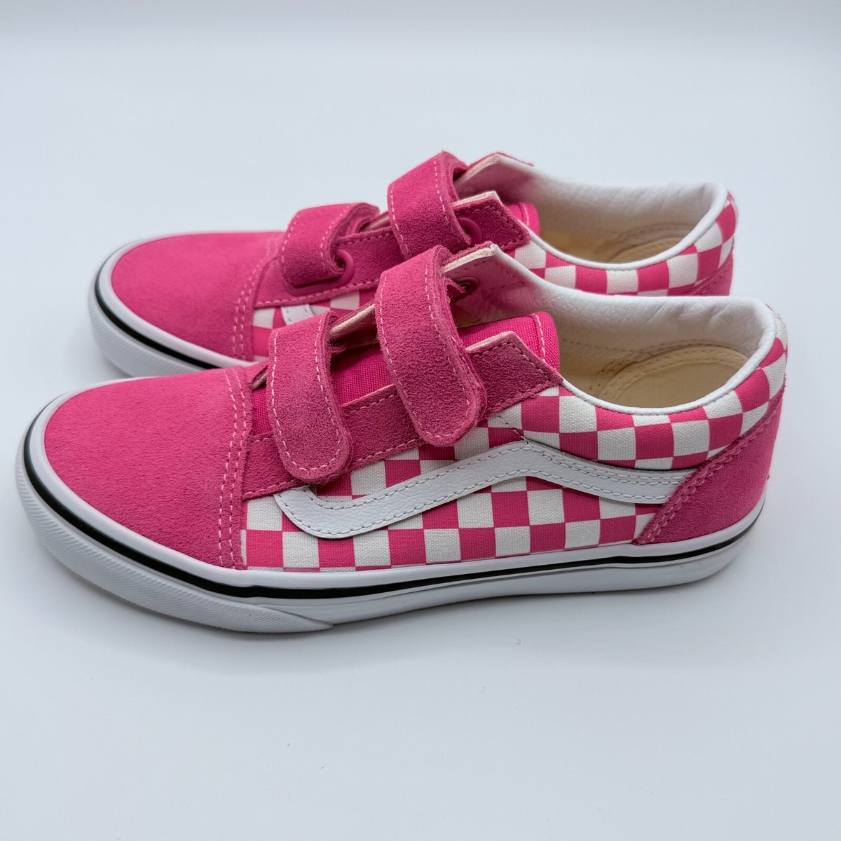 Vans Off The Wall Old Skool Pink White Checkerboard Youth Girl