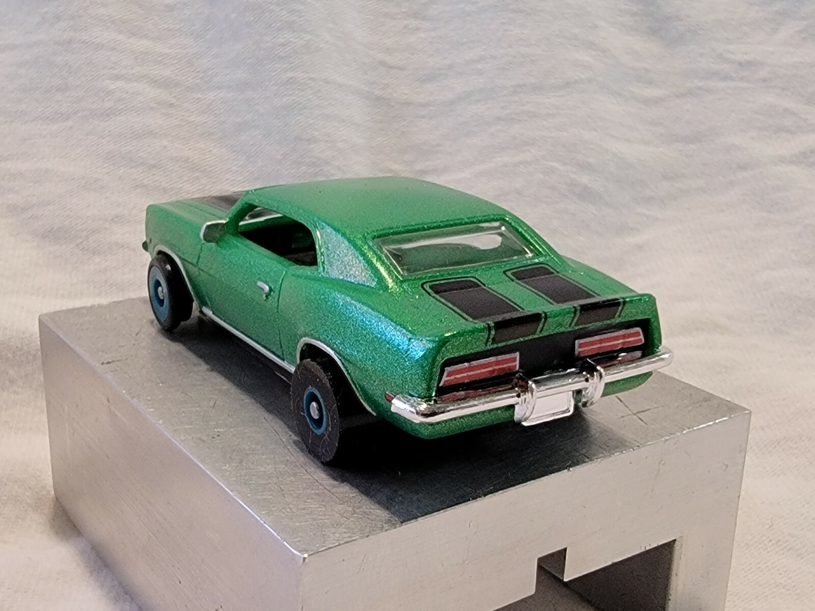 1969 Z-28 Camaro NU-RORA Green/Black  ho slot car with a TFX chassis 
