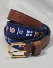 Skippers Nautical Code Belt Leather  Solud Brass Buckle Sz 42