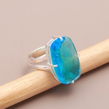 Silver Plated Prong Rings For Women  Girl With Blue tOPAZGemstone P176