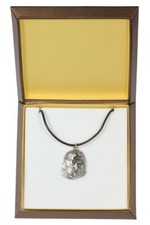 Bearded Collie - Dog Collar In Gift Box, Silver Plated Medallion For Dog