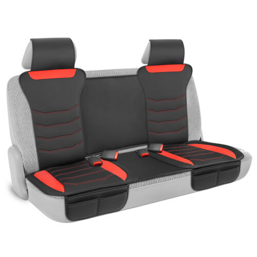 Motor Trend LuxeFit Red Faux Leather Rear Bench Seat Cover for Cars
