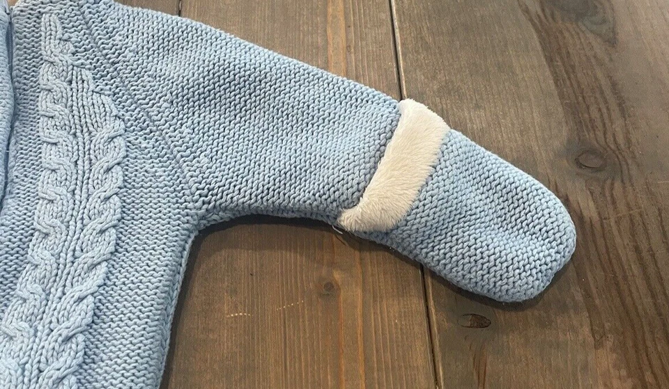 Traje de nieve azul tejido con cable de una pieza de manga larga Faded Glory para bebé niño 3-6 m Foto 4 de 4